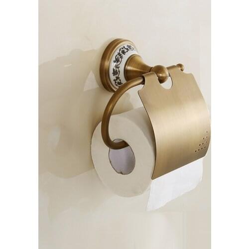 Paper Holders Solid Brass Antique Paper Roll Holder Toilet Paper Holder Tissue Holder Restroom Bathroom Accessories Lba412