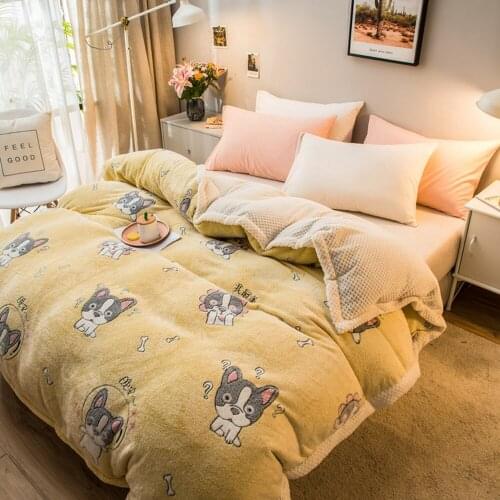 Home Textiles Winter Quilt Cover Thick Warm Lamb Cashmere Duvet Cover Comfortable Soft Cover For Bedroom Coral Fleece Bedding