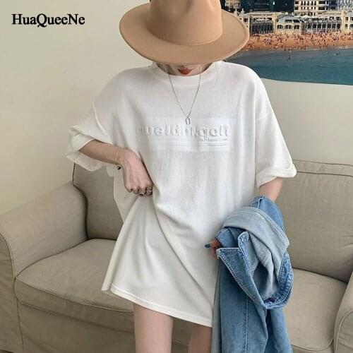 Womens summer white pure cotton letter printing T-shirt Harajuku aesthetic graphic T-shirt retro oversized T-shirt O-neck loose