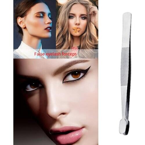 Stainless Tool False Eyelash Tweezers Eyelash Curler Stainless Steel Eyelash Curler Flat Mouth Oblique Tweezers MakeupTool