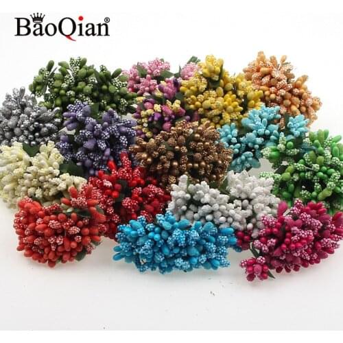 12PCS/lot Mulberry Party Artificial Flower Stamen Wire Stem/Marriage Leaves Stamen DIY Wreath Wedding Box Decoration Fake Flower