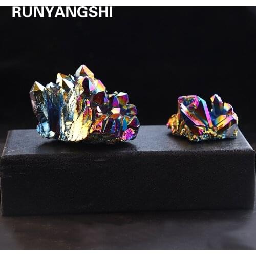 Natural Crystal Cluster electroplate rainbow angel aura crazy clusters crystal rough lealing stone for Home decoration stone