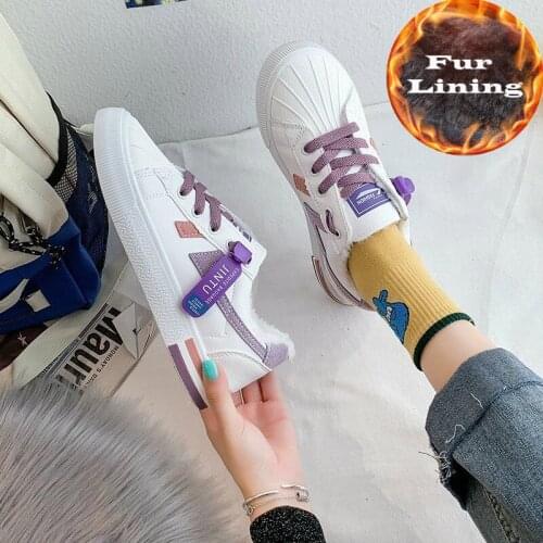 2020 Winter New Short Plush Womens Shoes Fashion Lace-up Low-heeled Sneakers Round Head Flat Bottom Comfortable Casual Shoes