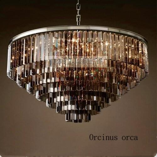 American style iron crystal round chandelier villa living room European style modern creative LED Chandelier free shipping