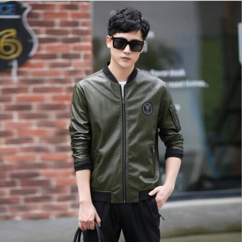 New Fashion Autumn Mens Baseball collar Leather Jackets Men Motorcycle Leather Clothing male Business casual Plus Size Coats