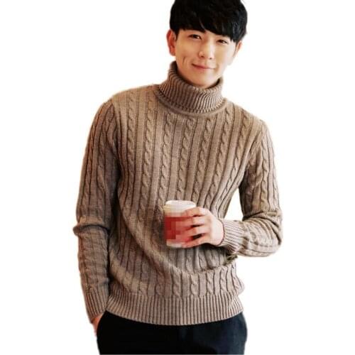 C1239 Autumn winter 2020 new mens turtleneck Korean version slim pure color personality sweater cheap wholesale