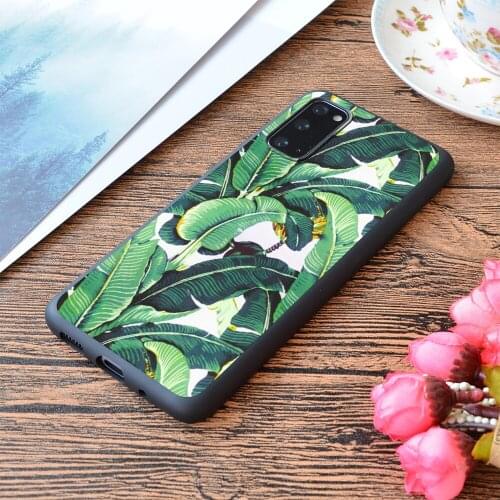For Samsung Galaxy Palm Leaves Print Soft Matt Phone Case