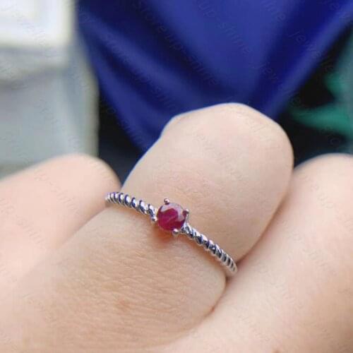 New natural ruby ring womens 925 silver simple and atmospheric style jewelry for young peoples daily needs