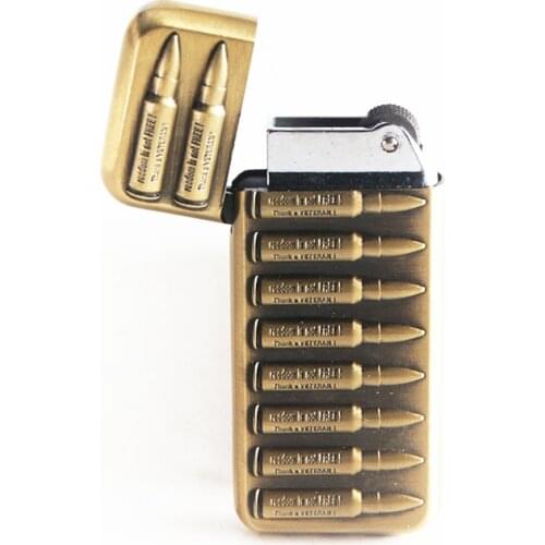 New Style Cheap Butane Gas Lighter Square Shape Bronze Metal Grinding Wheel Lighters