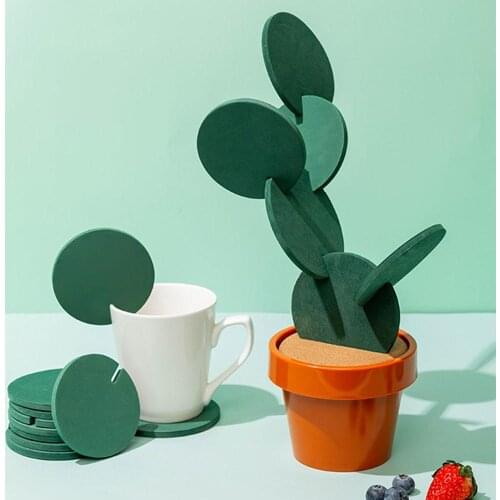 Coasters DIY Cactus Coaster Set of 6 Pieces with Flowerpot Holder for Drinks Novelty Gift for Home Office Bar Decor
