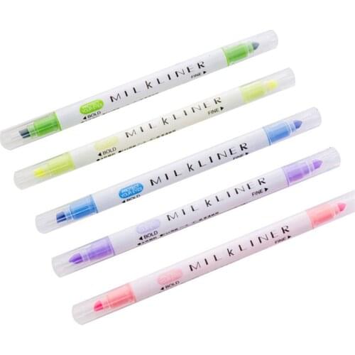 Korean two-headed solid highlighter watercolor pen students mark notes with colored underline pen no. 12 color
