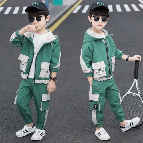 With Pocket Spring Autumn Girls Clothing Suits Coat +Pants 2pcs/Set Pullover Kids Teenager Outwear Sport School High Quality