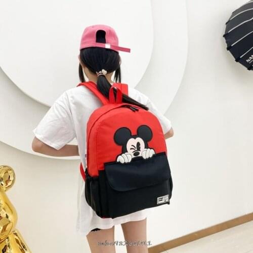 Mickey Minnie Women Backpack Female BookBag for Girls Student Cute Buckle Kawaii Waterproof Nylon School Bag Mochila Rucksack