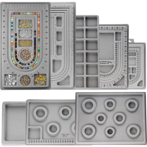 Gray Flocked Bead Board Bracelet Necklace Beading Organizer Jewelry Making Tray WorkBenches Size Measuring Tool Accessories
