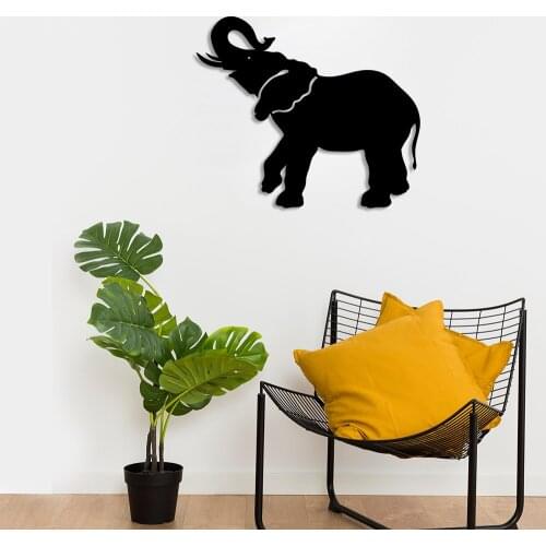 Elephant Wall Accessory Wooden Table 50x42cm with Its Hose Raised Upwards