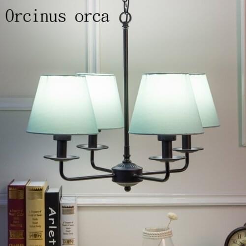 Modern simple cloth chandelier childrens room guest room bedroom American retro iron Chandelier free shipping