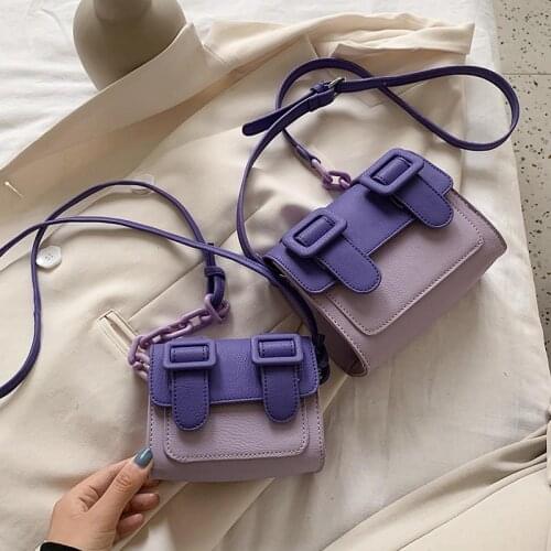 Two Size PU Leather Crossbody Bag For Women 2020 Summer Mini Cross Body Shoulder Bag Lady Contrast Color Handbags and Purses