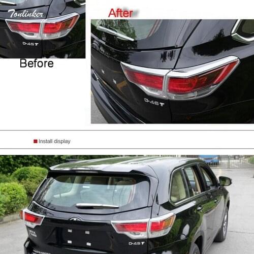Tonlinker 4 PCS DIY Car styling NEW ABS chrome Taillights eyebrow light stickers for TOYOTA HIGHLANDER 2015 parts accessories