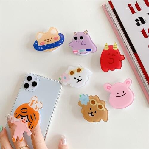 Cute Socket for Phones Cartoon Universal Mobile Phone Ring Holder Folding Stand Bracket Mount For iPhone XR Samsung Xiaom Grip