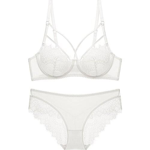 Womens lace bra womens sexy lingerie bra big breasts show small ultra-thin transparent comfortable breathable bra set WT113