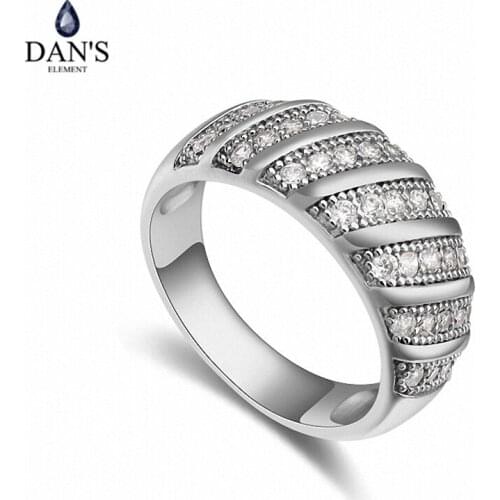 DANS Real Austrian Crystals Brand AAA Zirconia Micro Inlays Fashion Ring for women New Geometric 110239white