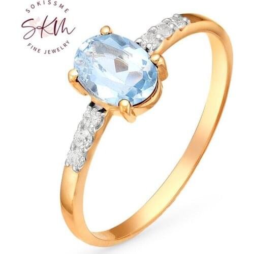 SKM Vintage topaz rings for women delicate rings 14k yellow gold Engagement Rings designer wedding rings Luxury Fine Jewelry