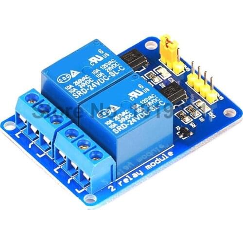 1PCS 2-Channel Relay Module Optocoupler 24V Blue Board