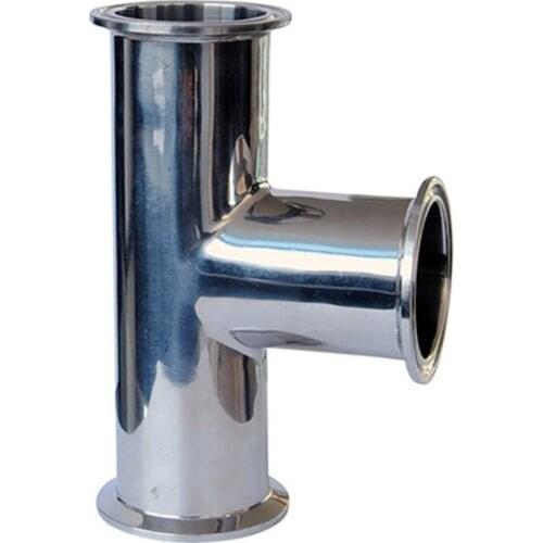 1pc 45mm Pipe OD Fitting 64mm Feerule OD 304 Stainless Steel SanitaryTri Clamp Sanitary Tee Connector Pipe Fitting Homebrew