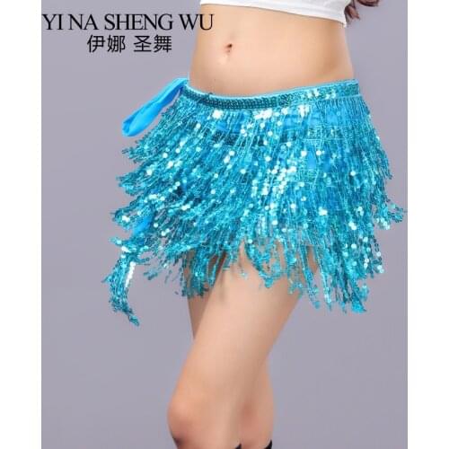 1pc Women Belly Dance Accessories Hip Scarf Sequins Tassel Hip Belt Belly Dancing Hip Scarf Sequins Hip Waist Chain 12 Colors