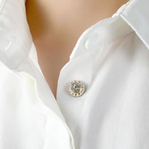 10PCS Seamless Metal Button Pearl Button Nail Shirt Cardigan Anti-light Neckline Brooch Clothes Decorative Button With Box