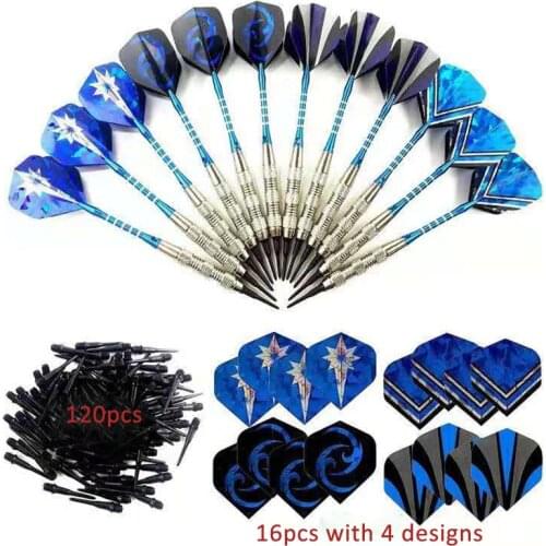 12PCS Silver Coating Soft Dart Set Kit Steel Darts Needle Box Rod Leaf Dartboard Accessories Electronic Dartboard