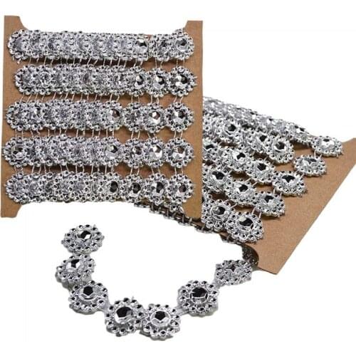 2Yard 15mm Gold Silver Rhinestone Chain Ribbon Trim Apparel Sewing Accessories DIY Supplies Pearl Crystal Chain Party DIY Craft