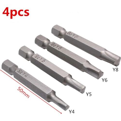 4pcs/set Y shaped Screwdriver bits for Bicycle anti-theft screws Trident Trigeminal triangular head Electric pneumatic Bit