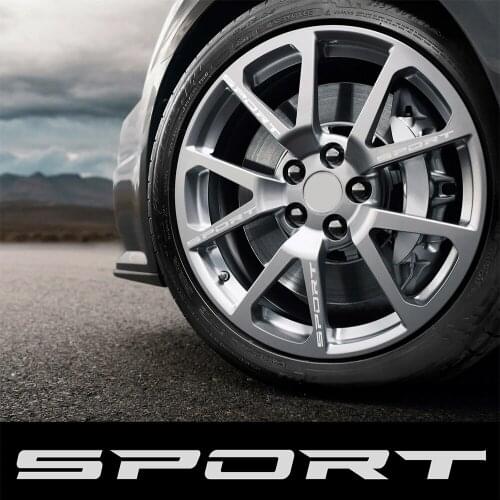 4Pcs Set Car Wheel Hub Rim Stickers SPORT Letter Waterproof PVC Graphics Decals Auto Exterior Accessories SPORT Letter Sticker