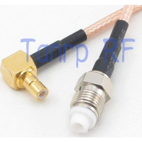 8in FME female jack to SMB male right angle RF adapter connector 20CM Pigtail coaxial jumper cable RG316 extension cord