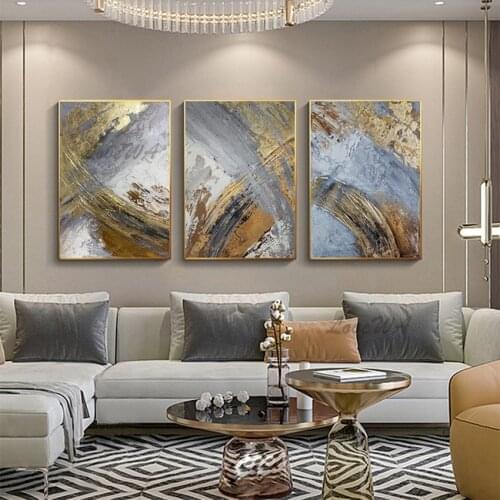 Abstract Gold Foil Line Art Paintings 100% Handmade Acrylic Canvas Modern Wall Decor Art Newest Wall Unframe Decor Oil Painting