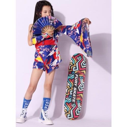 Childrens national style dance costume kimono Chinese style jazz dance suit girls modern dance stage costume