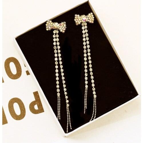 Long Tassel Drop Earrings 2021 New Fashion Bow Hanging Women Earrings Summer Girls Party Gift Women Earrings Jewelry Wholesale
