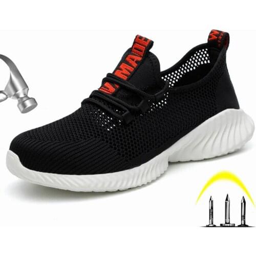 Breathable Mens Safety Shoes with Steel Toe Cap Non-Slip Puncture-Proof Men Work Boots Lightweight Shoes Working Sneakers ZZ165