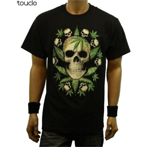 Weed Marijuana SKULL Pot Printed Graphic T-Shirt Fashion Urban Tee Men