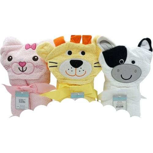 Quality baby infant cotton hooded bath towel children toddler bath linen kids cartoon hooded bathrobe baby blanket beach towel