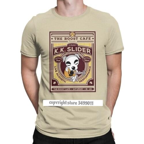K.K. Slider Gig Poster Tee Shirt Men Animal Crossing Video Games Cotton Tees Tshirt Harajuku Camisas Hombre