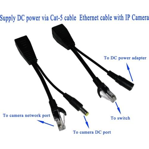 POE Cable POE Adapter cable, POE Splitter Injector Power supply module 12-48V POwer over Ethernet for IP Camera for Power Switch