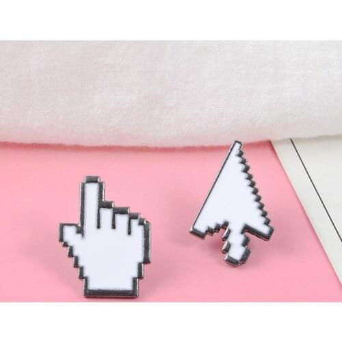 Classical Old-School Window Icon Mouse Pointer Click Old desktop computer monitors Pixel Hand Arrow Cursor Badges Brooches Pins