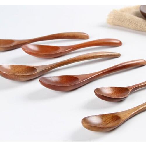 Long Handle Creative Solid Wood Coffee Spoons Childrens Soup Spoon Kitchen Utensils Wooden Tableware Kitchen Gadgets New
