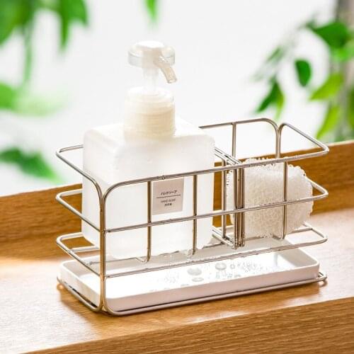 Kitchen Sponges Holder Self Adhesive Sink Sponges Drain Drying Rack 304 Stainless Steel Storage Holder Kitchen Sink Accessories