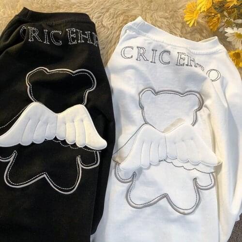 Harajuku Summer Three-dimensional Little Angel Wings Short-sleeved T-shirt for Men Women Loose Casual Student Couple Shirt