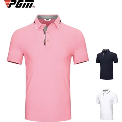 PGM Golf Men Short Sleeve T-Shirts Summer Clothing Match Ball Suit Mens Polo Shirt Quick Drying Breathable YF393 Wholesale