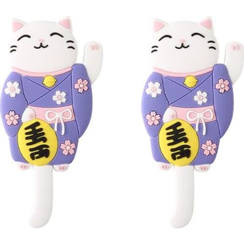 2pcs Cat Shape Wall Hook Chic Hanging Hook Sundries Organizer Sticky Wall Hanger