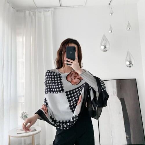 New Spring and Autumn Warm Cotton Scarf Fashion Casual Luxury Color Matching Printed Shawl Rectangle 180cm*90cm